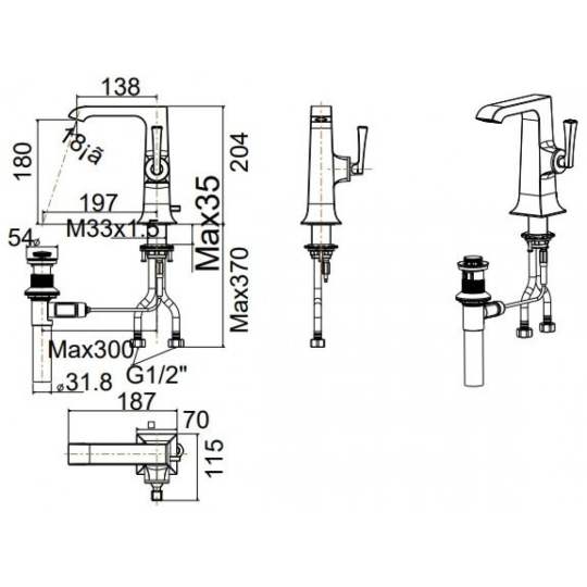 Vòi Lavabo Nóng Lạnh American Standard WF-1M01 Loven 