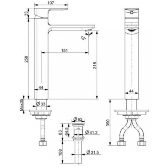Vòi Lavabo Nóng Lạnh Màu Đen  American Standard WF-1302MB  Acacia Evolution