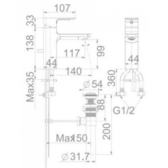Vòi Lavabo Nóng Lạnh Màu Đen American Standard WF-1301MB  Acacia Evolution
