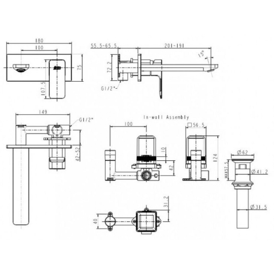 Vòi Lavabo Gắn Tường Màu Đen American Standard WF-1304MB Acacia Evolution